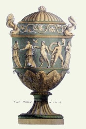 print of green classical urn