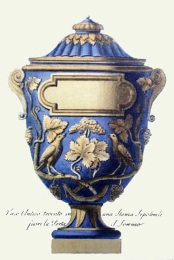 print of classical vase, blue