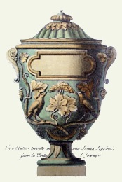 print of classical vase, green