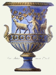 print of classical vase, blue