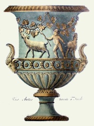 print of classical vase, green