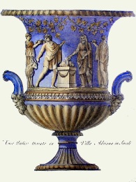 print of blue classical vase