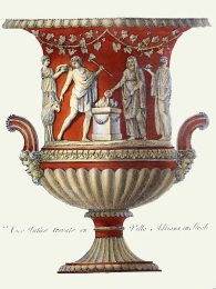 print of red classical vase