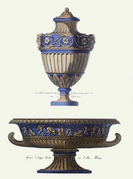 large print of classical vases (blue)