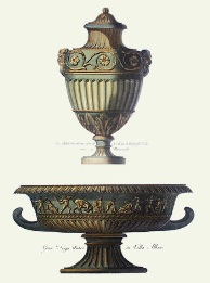 large print of classical vases (green)