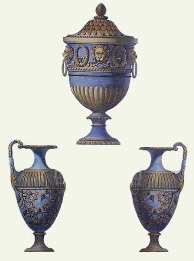 blue classical vases