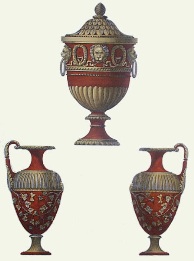 red classical vases