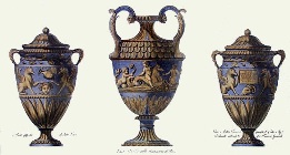 classical urns print, blue