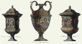 print of green classical vases