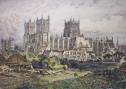 etching of Bristol Cathedral