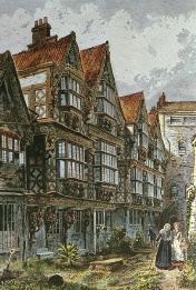 hand coloured etching of St.Peter's Hospital, Bristol