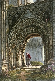 hand coloured etching of St.Josephs, Glastonbury