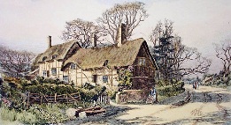 Ann Hathaway's Cottage, hand colored print