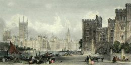 London, Houses of Parliament, engraving