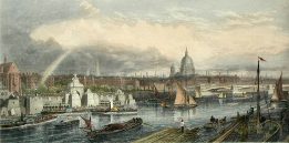 London, Thames Embankment, engraving