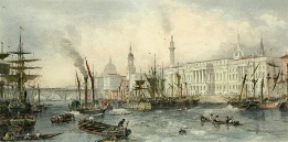 print of Port of London in 1839