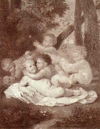 Cherubs, sepia print