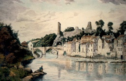 hand coloured print of Barnard Castle