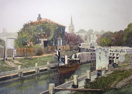 hand coloured etching Marlow Lock