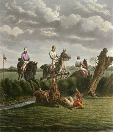 hand coloured steeplechasing print