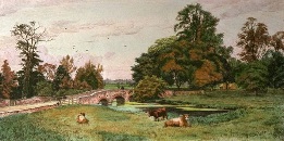 hand colored print of Iver Bridge, buckinghamshire