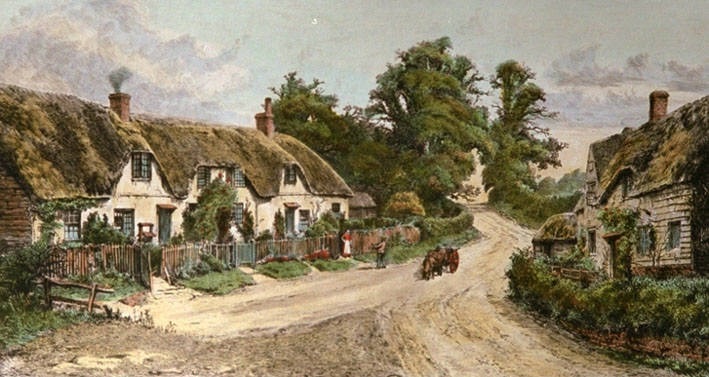 Various prints of England, hand colored etchings and engravings