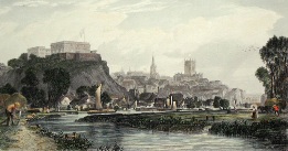 hand coloured print of Nottingham