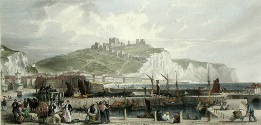 hand colored print of Dover, Kent