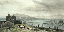 hand colored print of falmouth, cornwall