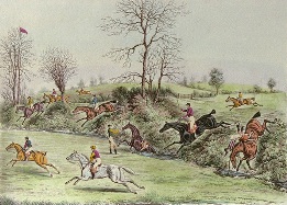 hand coloured steeplechase print