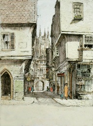 Canterbury, Mercery Lane etching