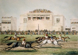 Ascot, hand coloured print after pollard