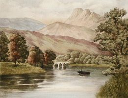 decorative etching of Loch Awe